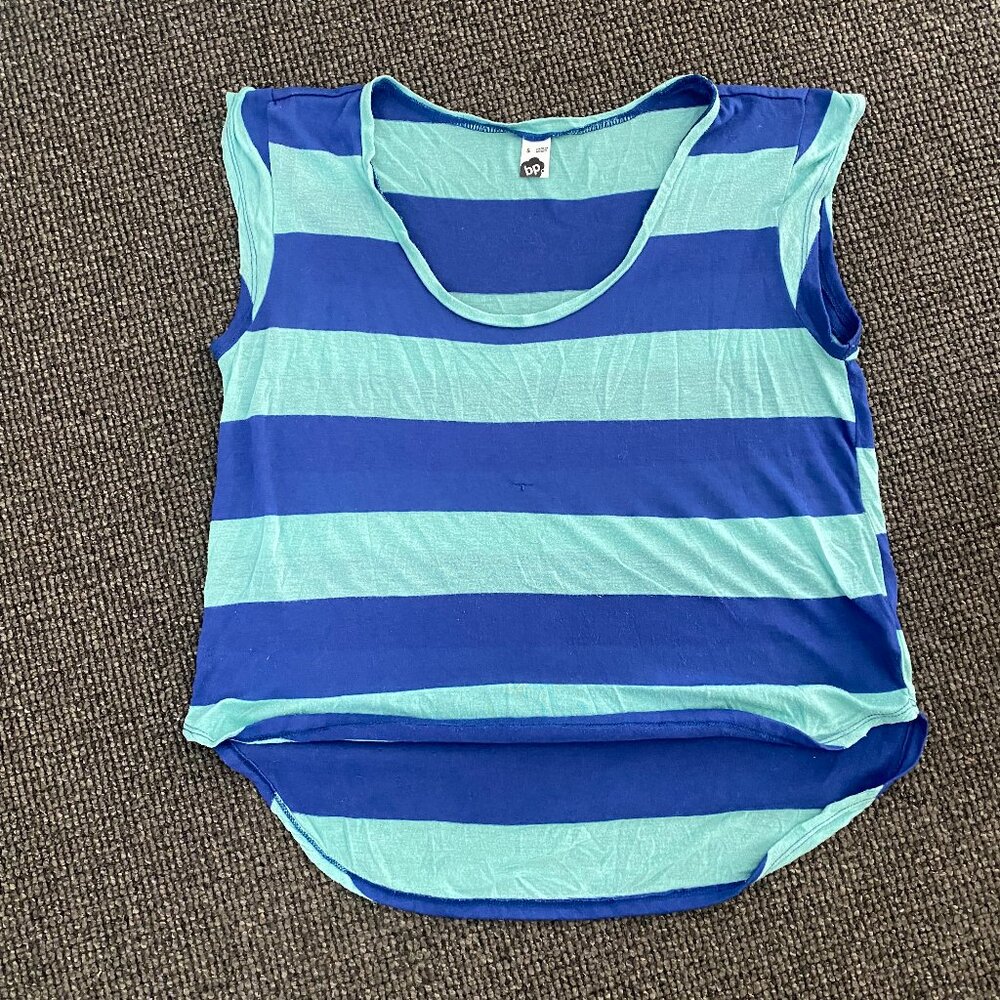 Nordstrom BP Striped Tee / Blue & Green / Great Condition! Womens Size S 17"